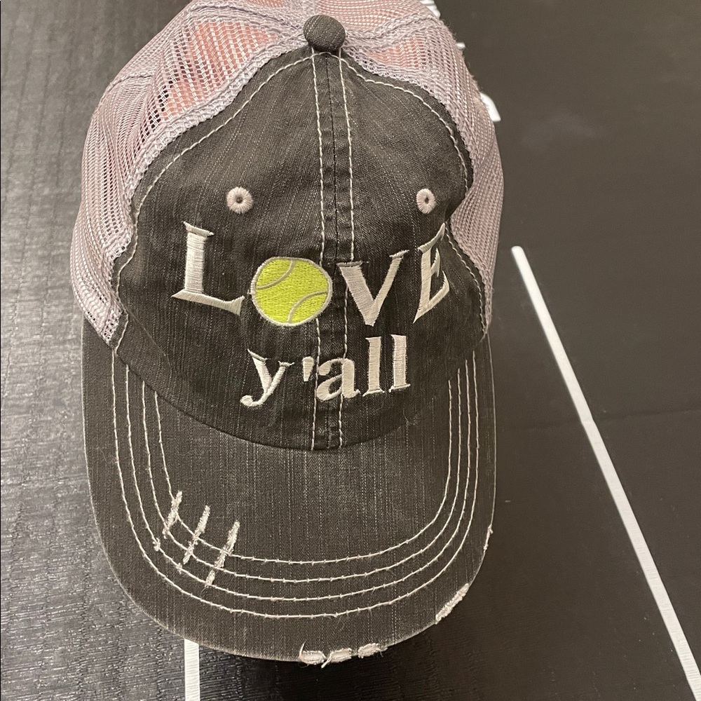 Tennis Black and White Love Y'all Cap